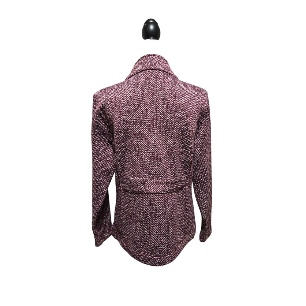 T by Talbots burgundy and white zip up sweater, size medium - Picture 2 of 4